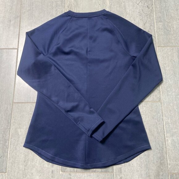 Under Armour ColdGear Long Sleeve Curved Hem Tee Shirt Thumbholes Blue Medium - Picture 4 of 10